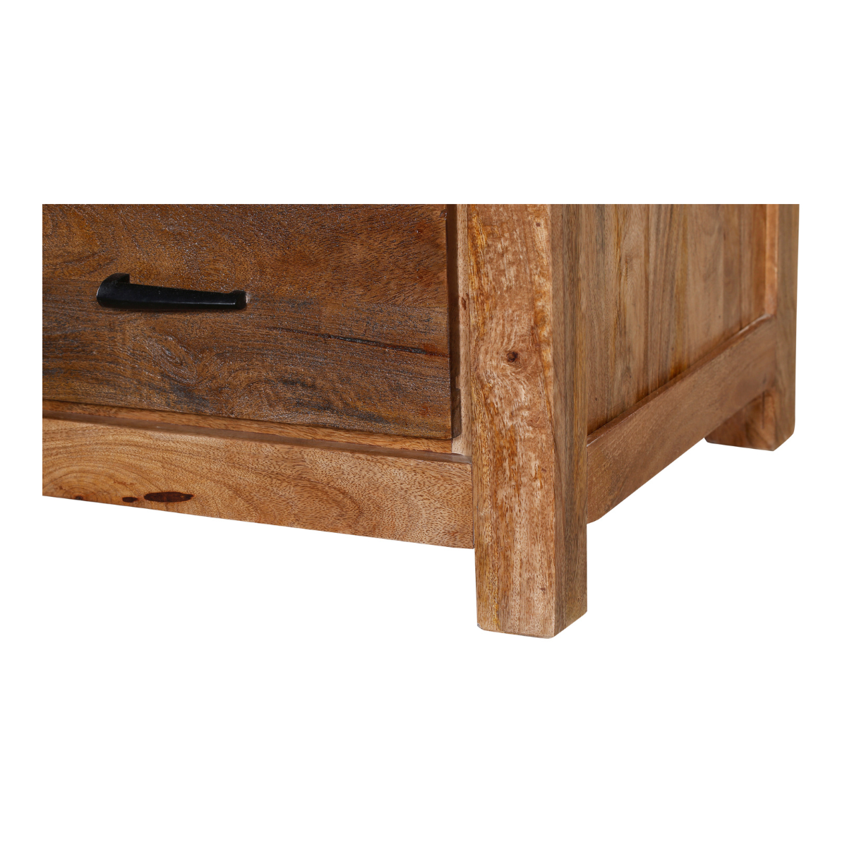 Orvencia Brown Solid Rustic Wood Media Console - Closeup View