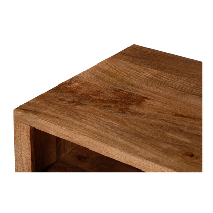 Orvencia Brown Solid Rustic Wood Media Console - Top Closeup View