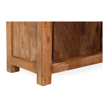 Orvencia Rustic Brown Solid Wood Small Sideboard - Bottom Closeup View.webp