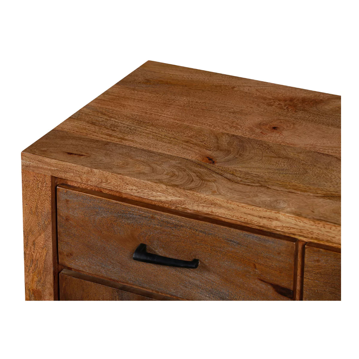 Orvencia Rustic Brown Solid Wood Small Sideboard - Top Closeup View.webp