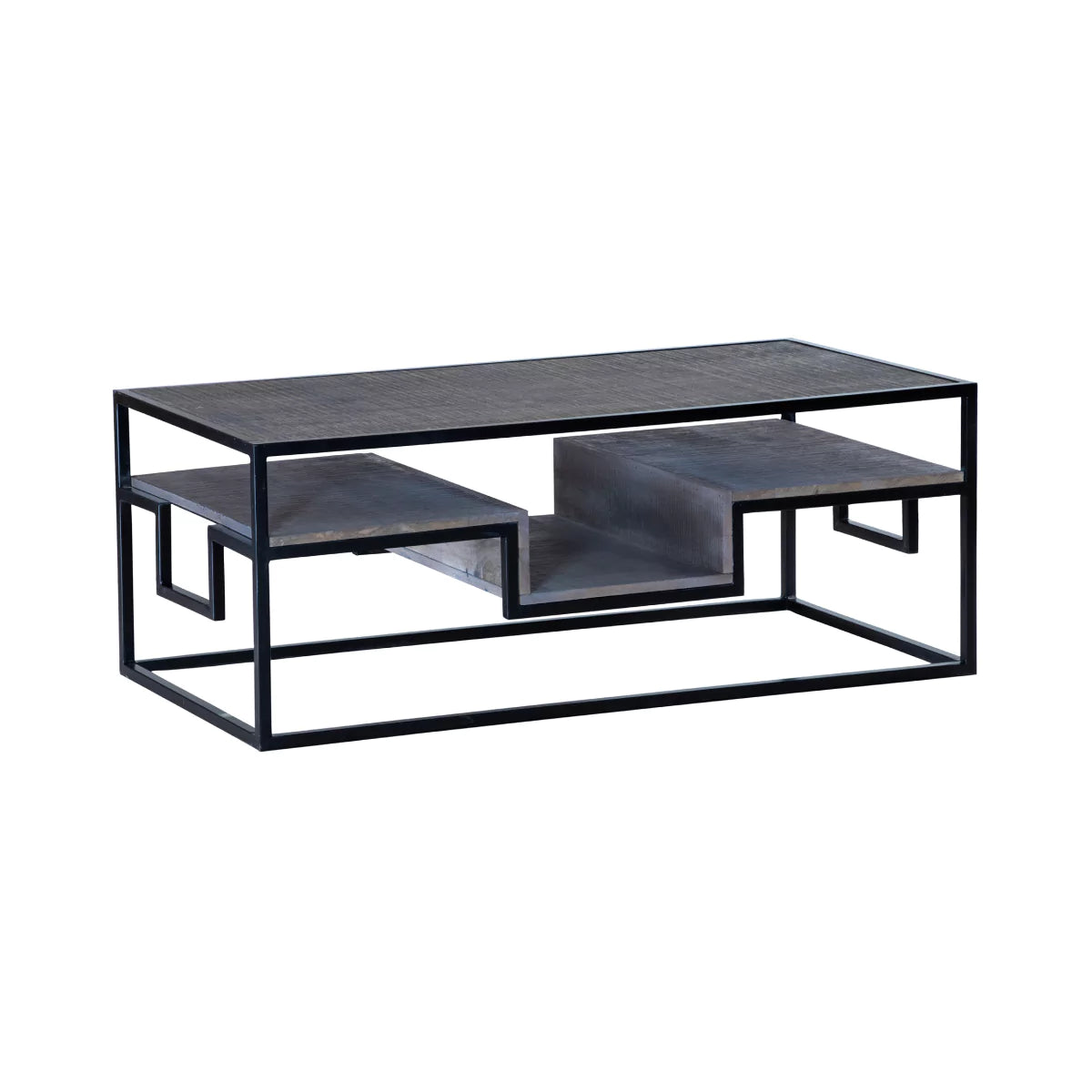 Ovela Solid Wood Rectangular Coffee Table with Storage - Isometric View