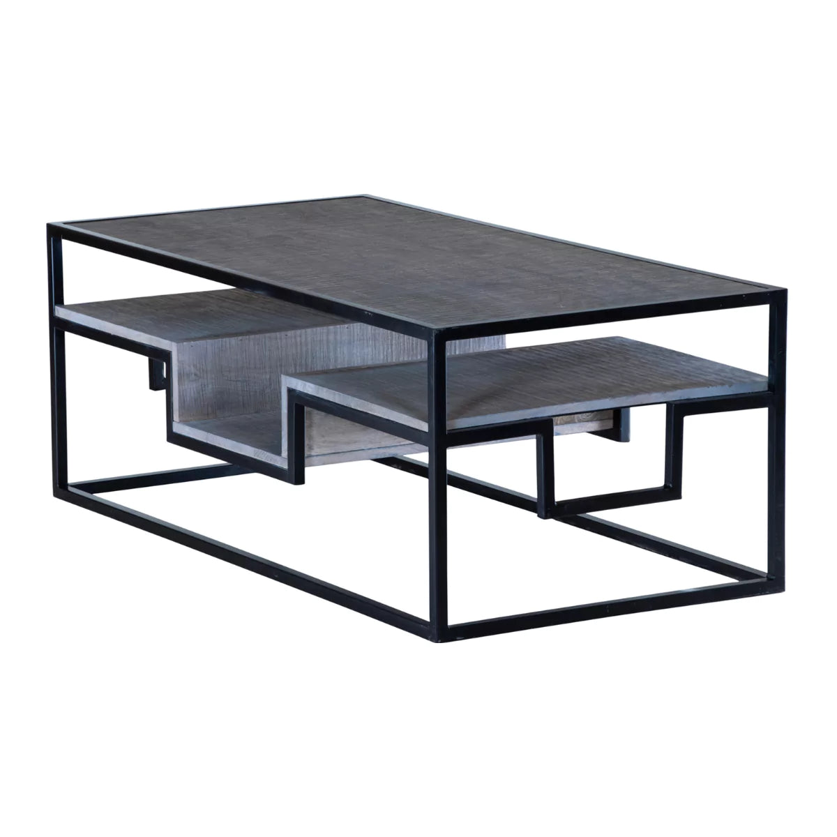Ovela Solid Wood Rectangular Coffee Table with Storage - 45 Degree View