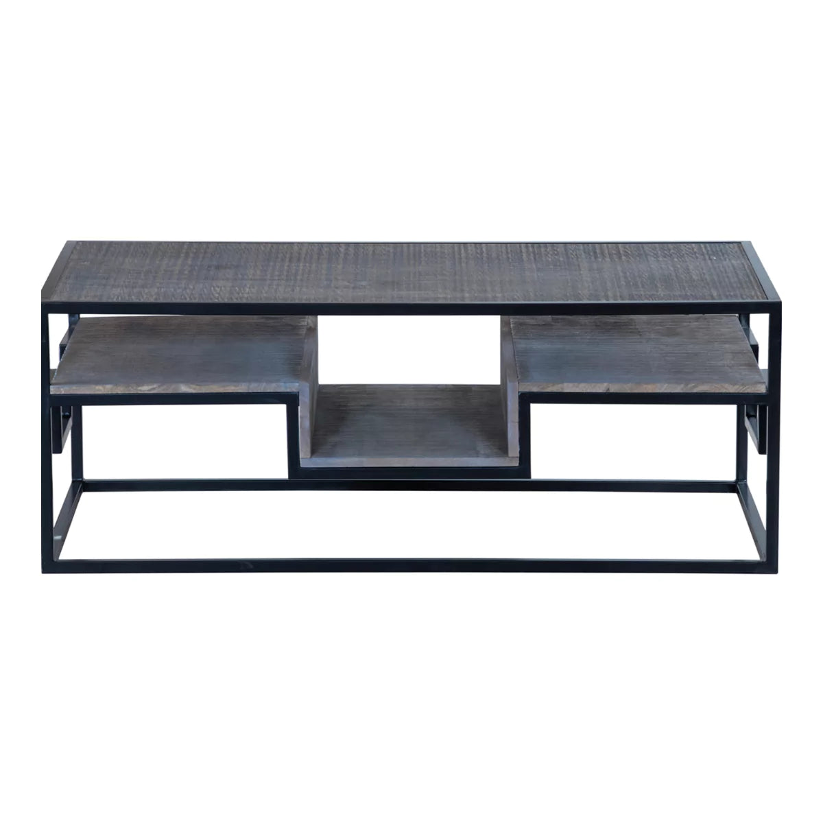 Ovela Solid Wood Rectangular Coffee Table with Storage - Front View