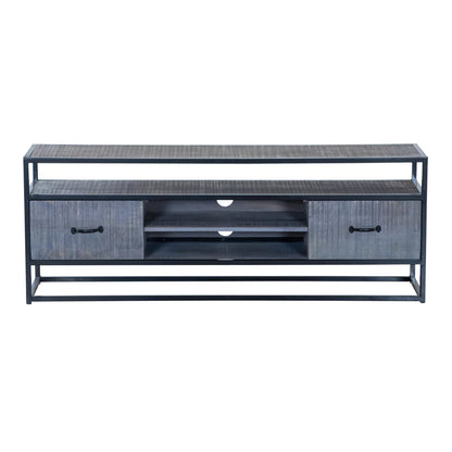 Ovela Wooden Grey Industrial TV Stand - Front View