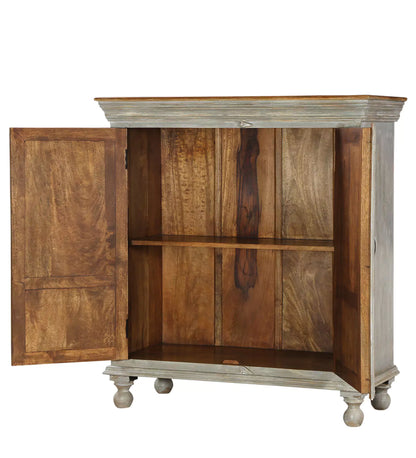 Prescott Hand-Carved Wooden Small Sideboard in Distressed Grey