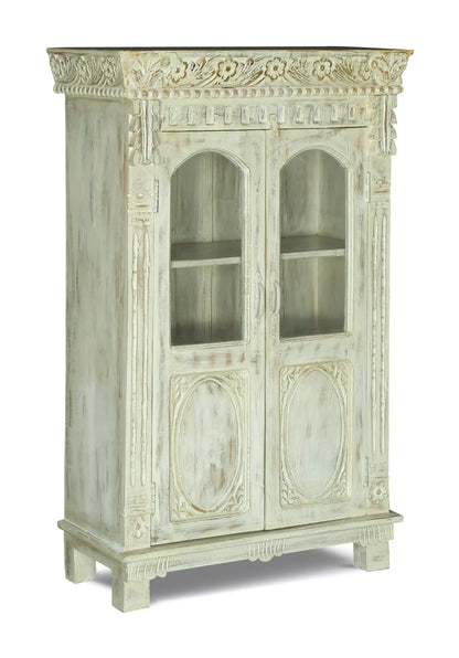 Savannah Wooden Tall Glass Door Cabinet