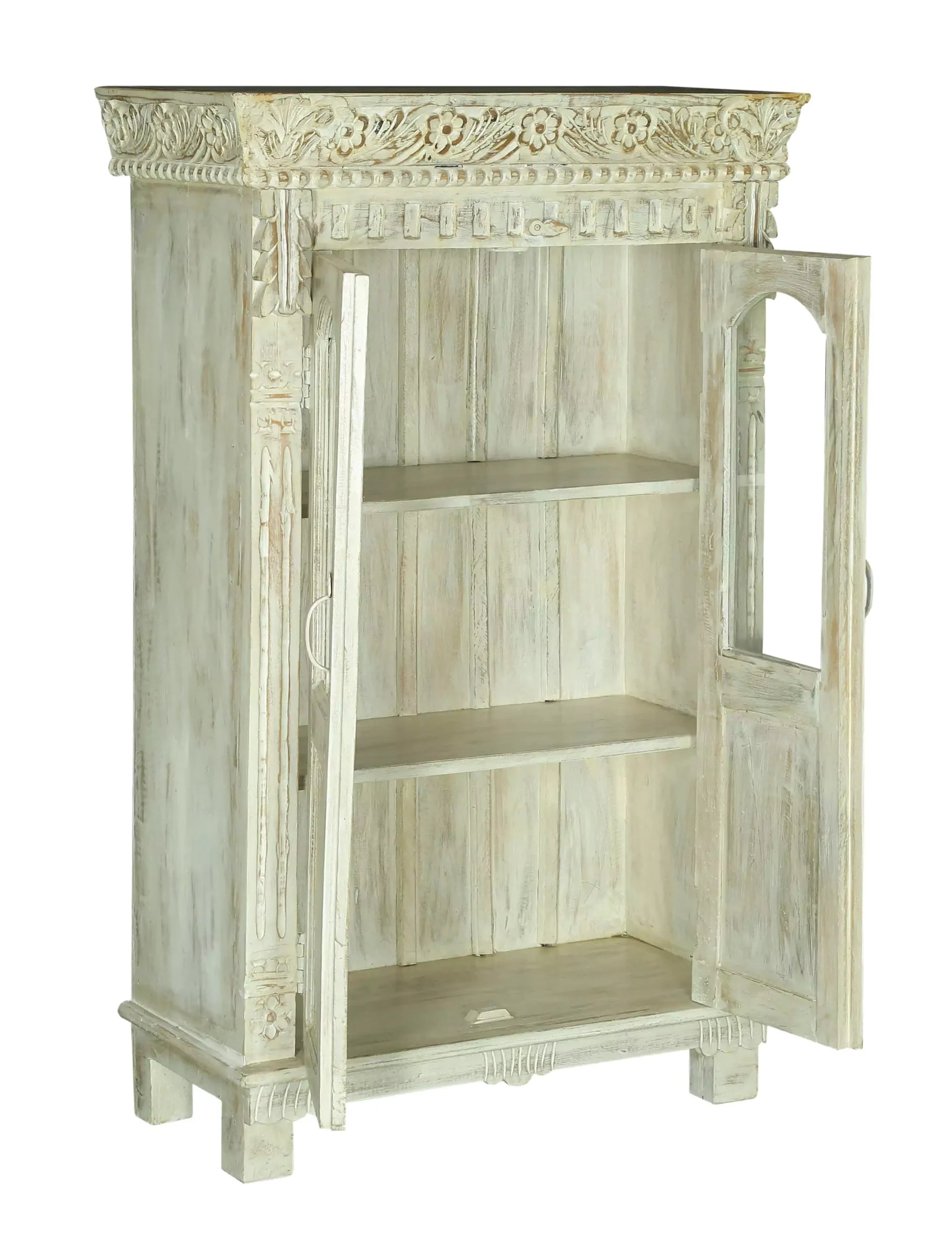 Savannah Wooden Tall Glass Door Cabinet
