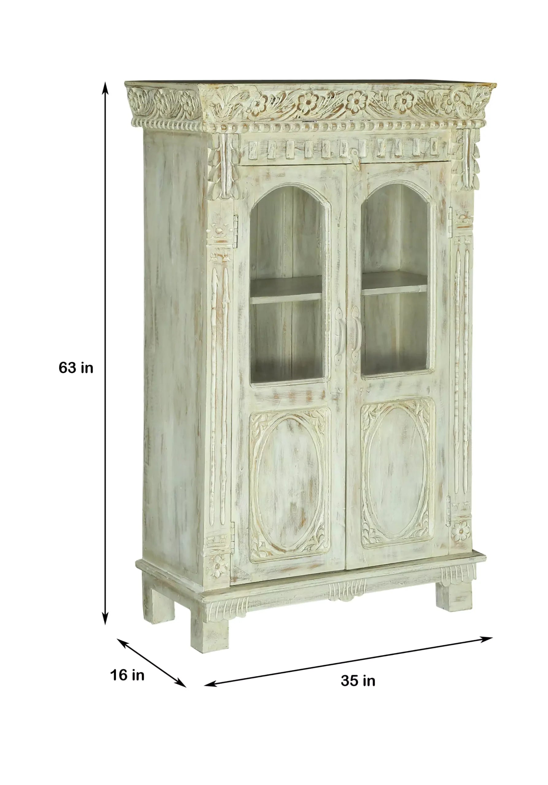 Savannah Wooden Tall Glass Door Cabinet
