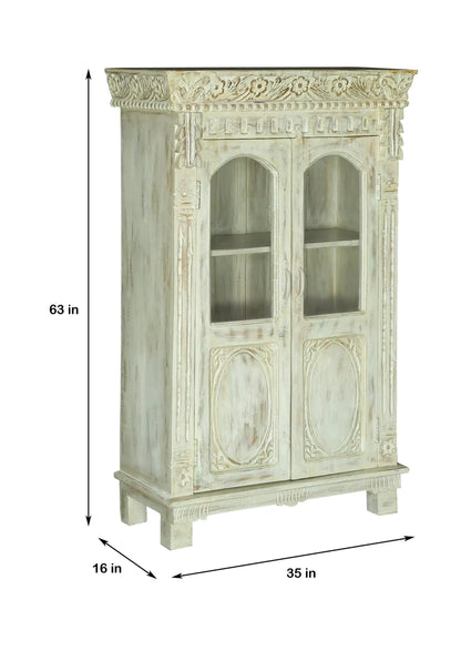 Savannah Wooden Tall Glass Door Cabinet