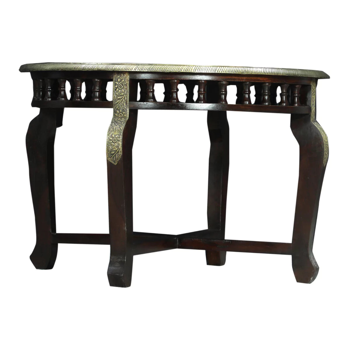 Savoy Small Round Wooden Coffee Table with Ornate Carving