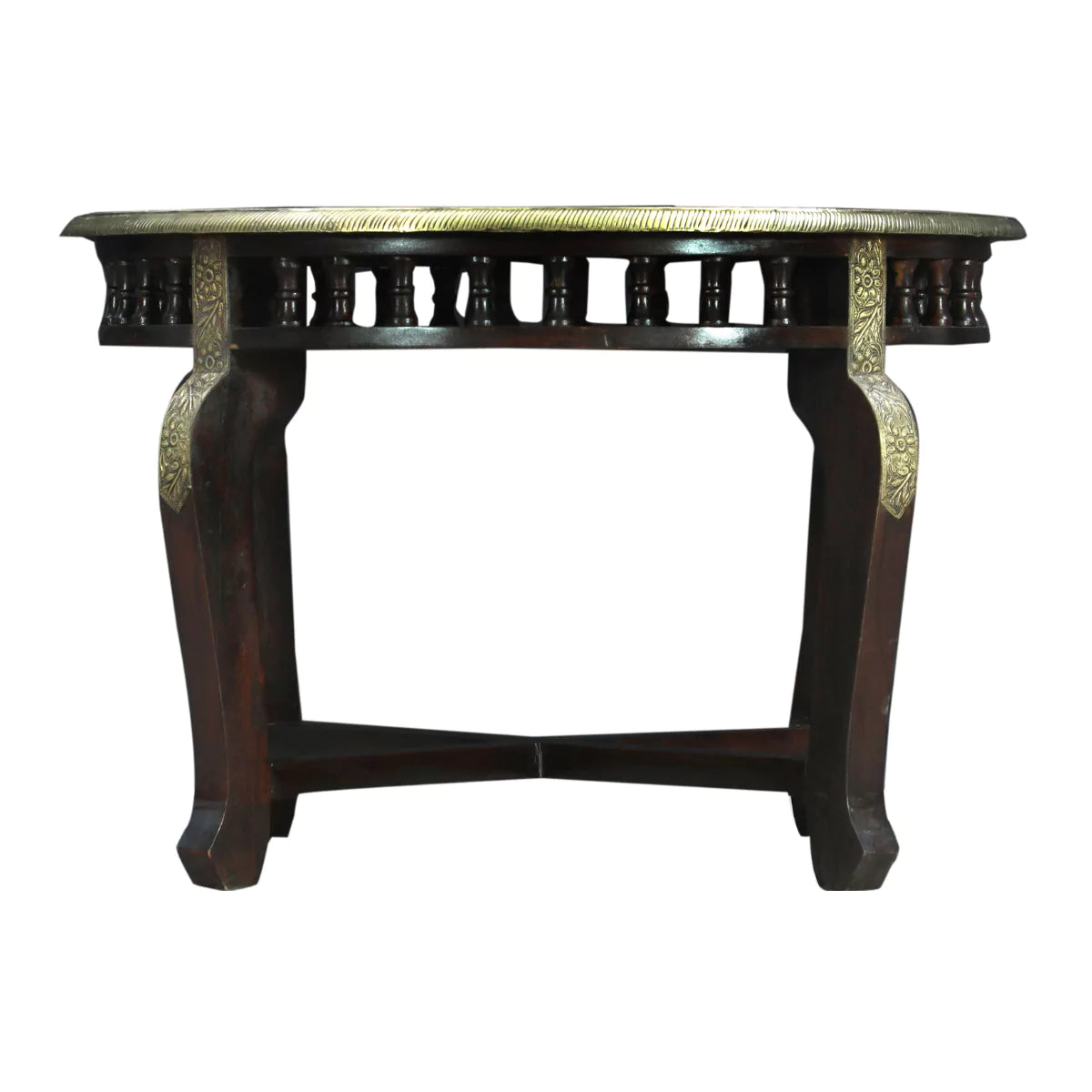 Savoy Small Round Wooden Coffee Table with Ornate Carving