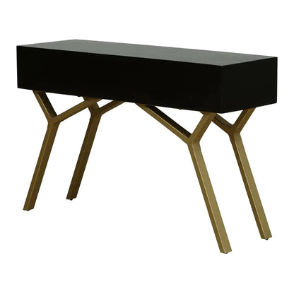 Scottsdale Geometric Leg Black and Gold Console Table with 3 drawers
