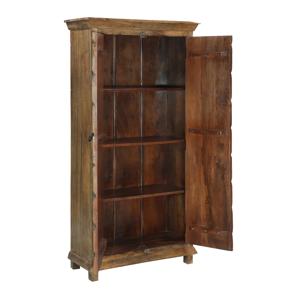 Sedona Rustic Carved Solid Wood Armoire with Hand-Carved Floral Doors