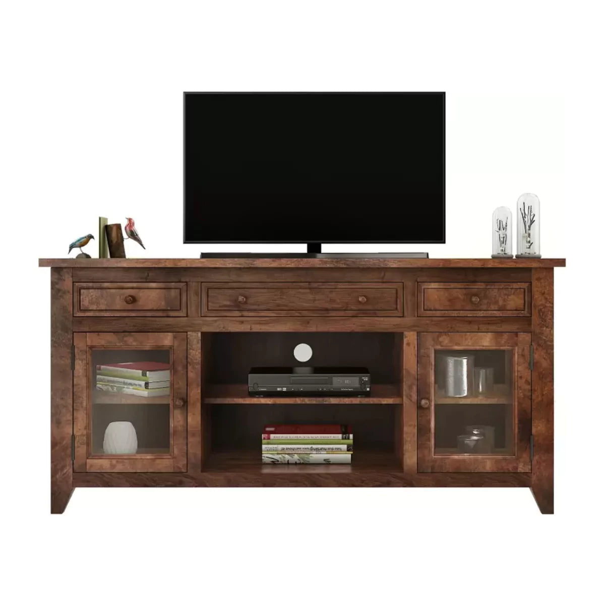 Sedona Rustic Solid Wood TV Cabinet in Teak Finish