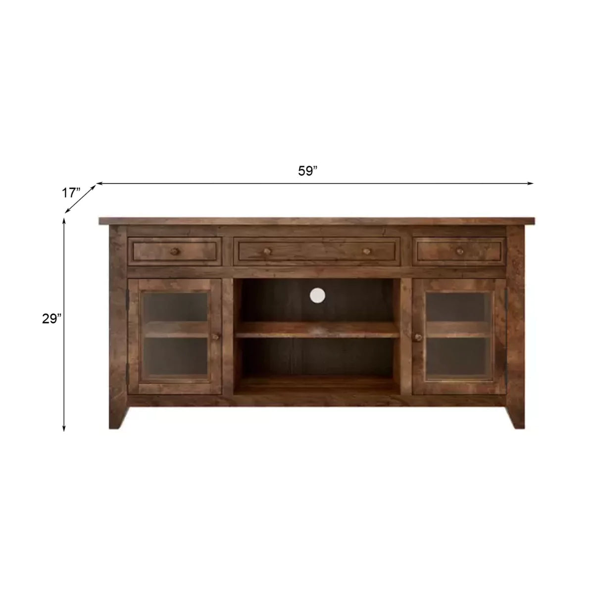 Sedona Rustic Solid Wood TV Cabinet in Teak Finish