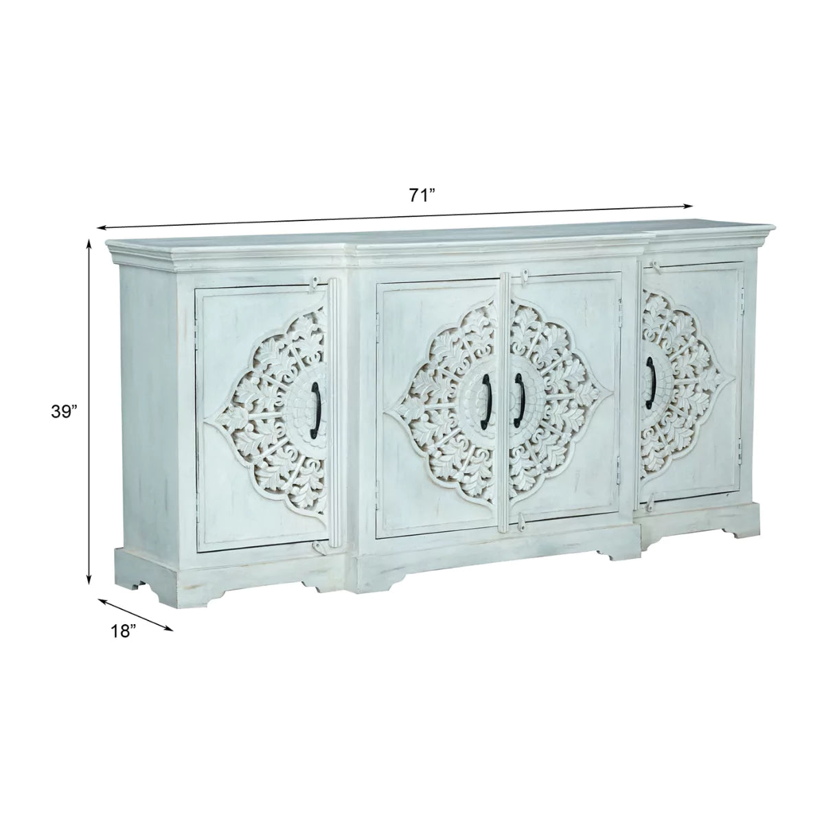 Sonoma Distressed White 4 Door Large Wooden Sideboard