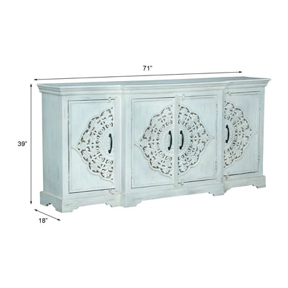 Sonoma Distressed White 4 Door Large Wooden Sideboard