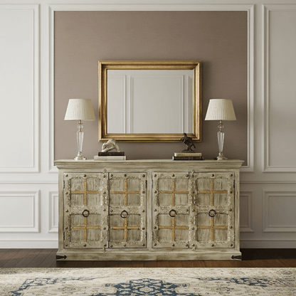 Taos Rustic Carved Wooden Sideboard