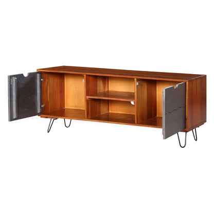 Vexlore Modern Solid Acacia Wood TV Stand - Open View