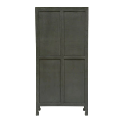 Winona Rustic Hand-Carved Distressed Wooden Tall Accent Cabinet