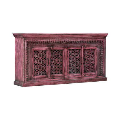 Yermo Vintage Hand Carved Large 4 Door Wooden Sideboard