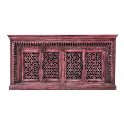 Yermo Vintage Hand Carved Large 4 Door Wooden Sideboard