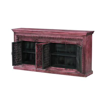 Yermo Vintage Hand Carved Large 4 Door Wooden Sideboard