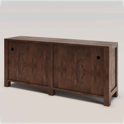 Aberdeen 4 Door Rattan Sideboard – back 45 view mango goldie finish | Oak & Loom Solid Wood Furniture