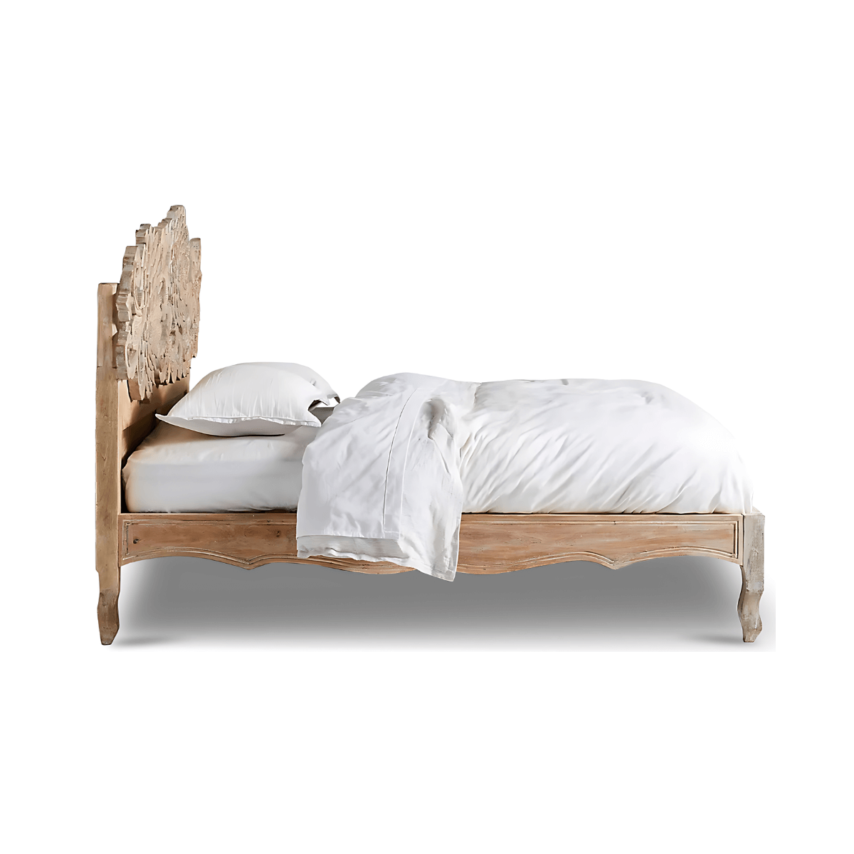 Bellflower Solid Wood Hand-Carved Bed - Oak & Loom