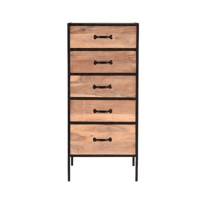 Briventa Rustic Solid Wood Tall 5 Drawer Chest