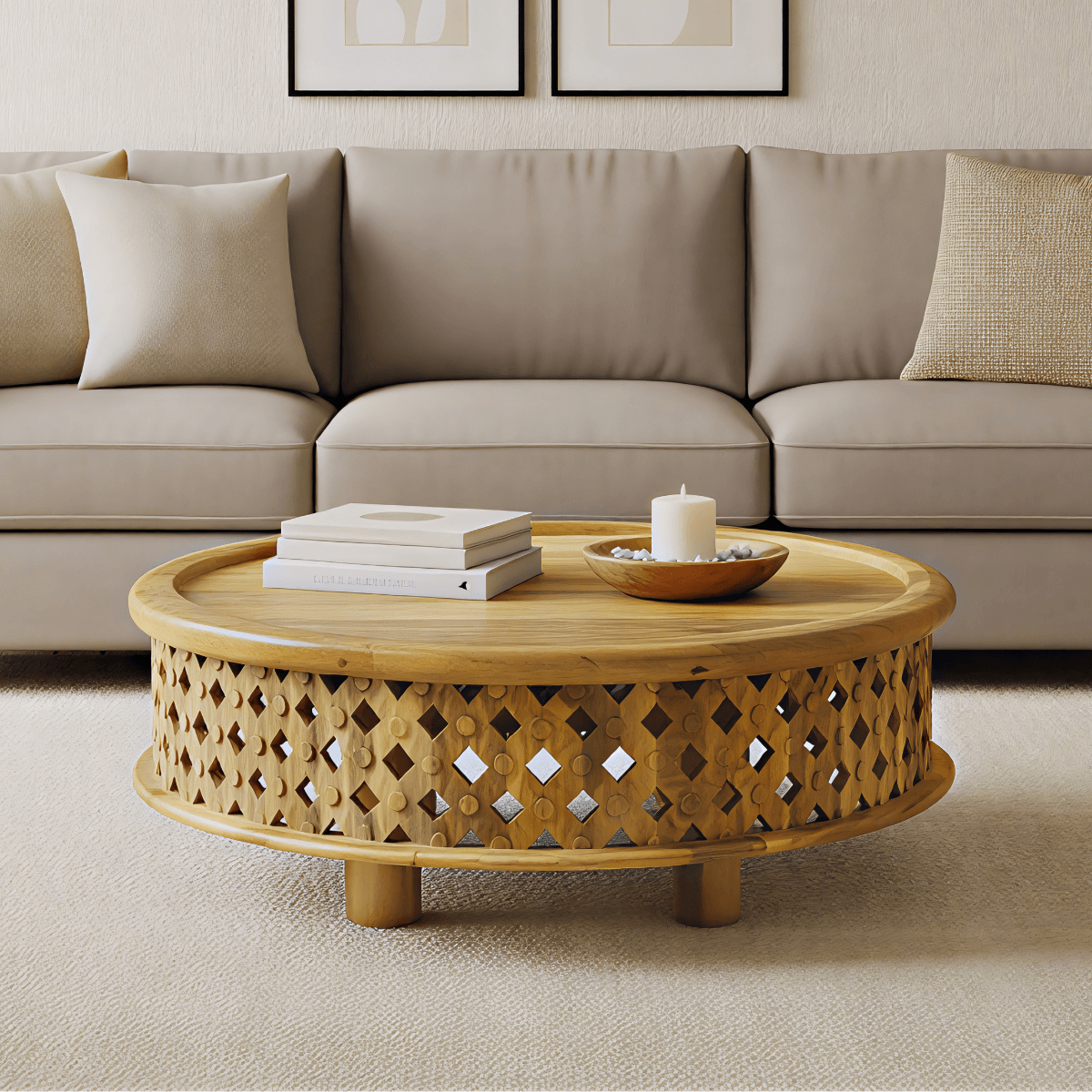 Claremont Solid Wood Round Coffee Table - Oak & Loom