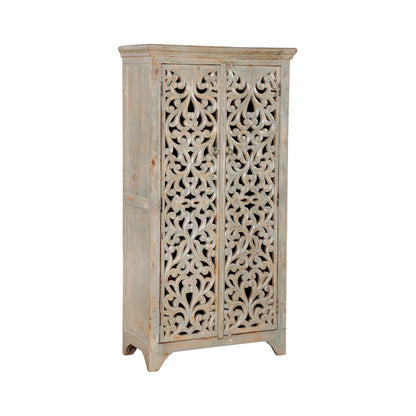 Eldridge Rustic Antique Distressed Hand Carved Solid Wood Armoire