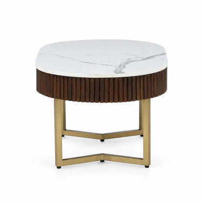 Elara Contemporary Oval Fluted Porcelain-Top Coffee Table