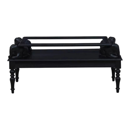 Henderson Solid Wood Black Glass Top Coffee Table