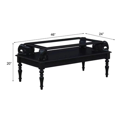 Henderson Solid Wood Black Glass Top Coffee Table