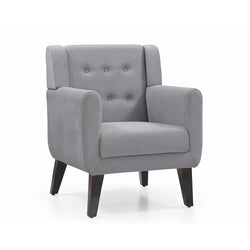 Korven Grey Button-Tufted Wingback Armchair