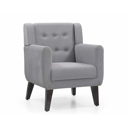 Korven Grey Button-Tufted Wingback Armchair