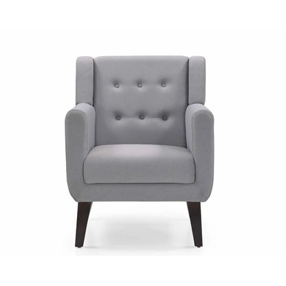 Korven Grey Button-Tufted Wingback Armchair
