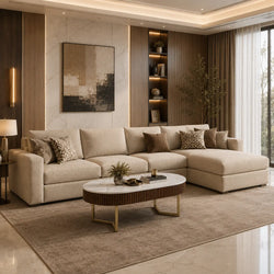 Elara Contemporary Oval Fluted Porcelain-Top Coffee Table