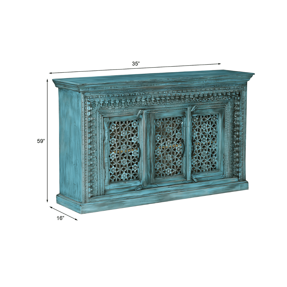 Manhattan Rustic Handcarved Sideboard – close-up view | Oak & Loom Solid Wood Furniture