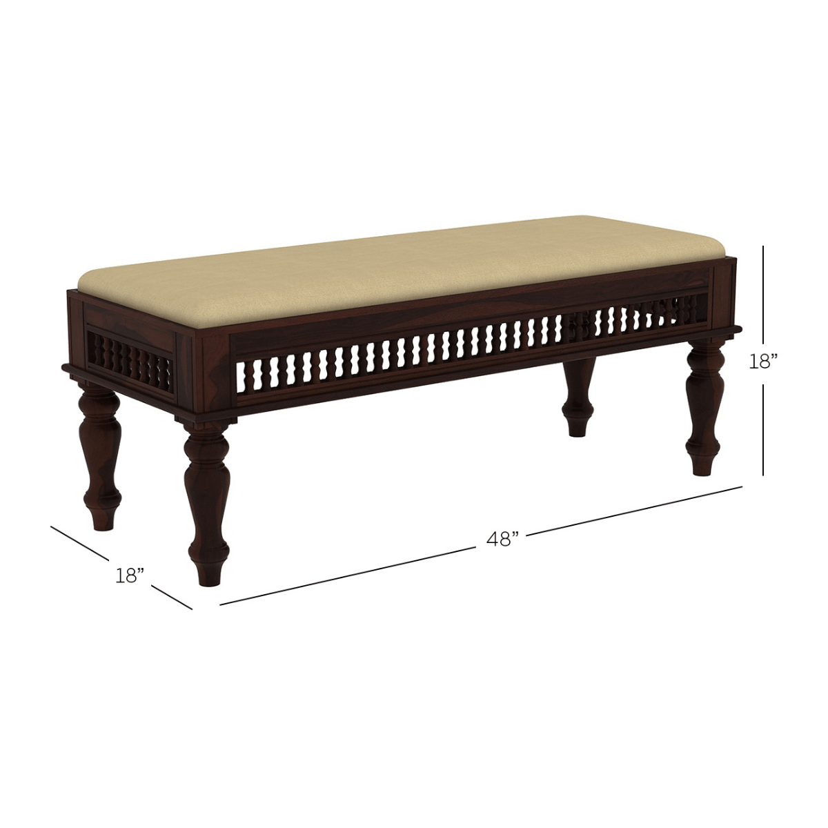 Noxen Traditional Solid Carved Wood Dining Set with Bench