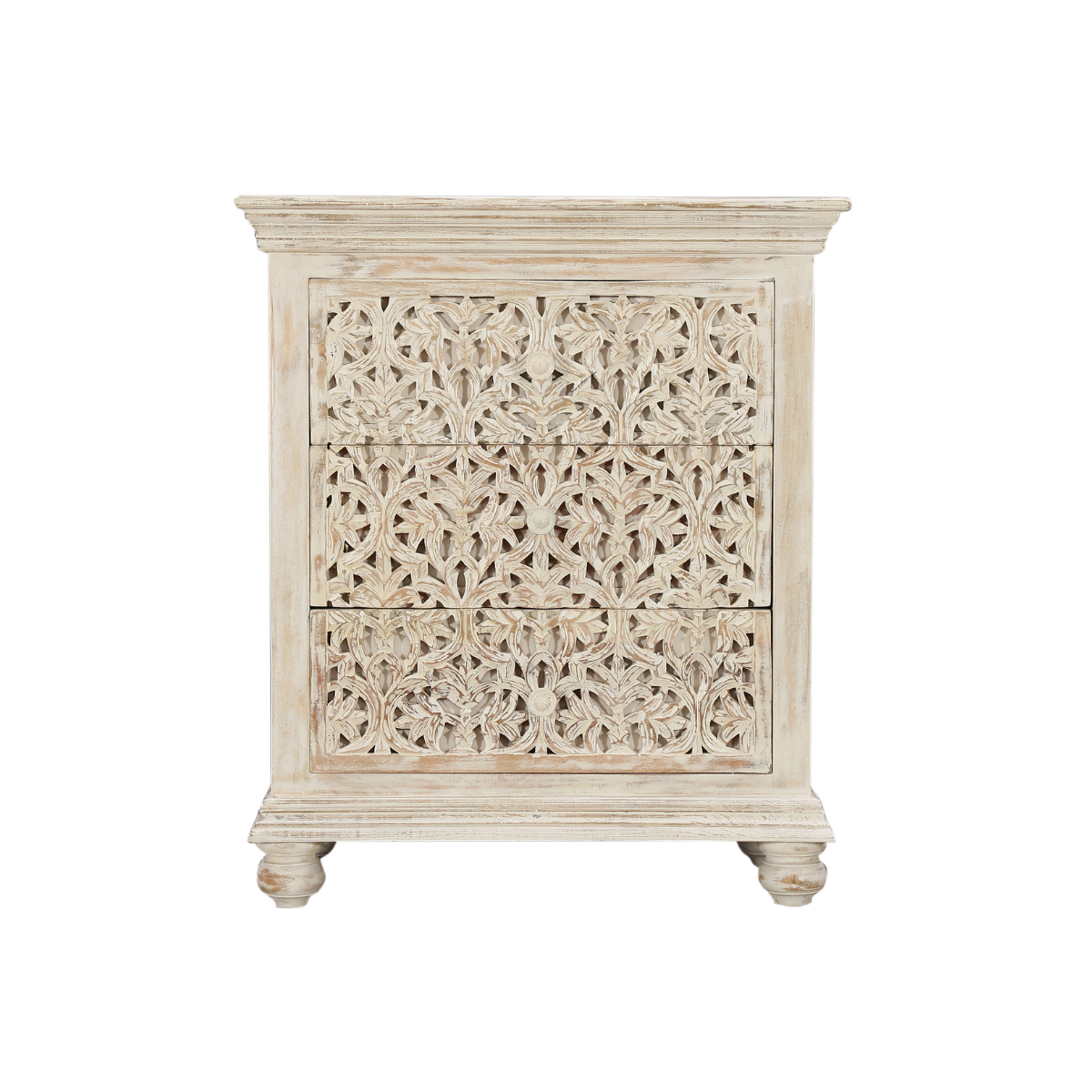 Ridgewood White Distressed Finish Solid Wood Nightstand