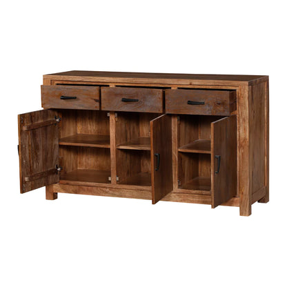 Orvencia Solid Rustic Wood Sideboard – open view | Oak & Loom Solid Wood Furniture