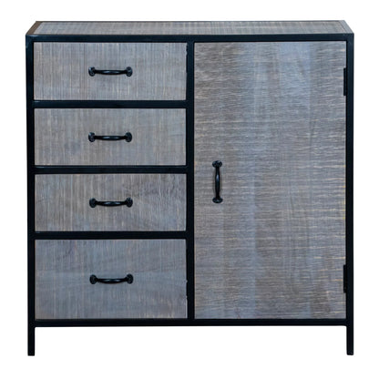 Ovela Industrial Style Grey Wooden Sideboard – front view | Oak & Loom Solid Wood Furniture