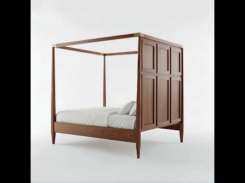 Valric Solid Wood Paneled Headboard Canopy Bed - 360 Video