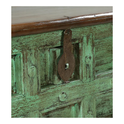 Sonora Rustic Mint Green Distressed Vintage Wooden Trunk Storage Box