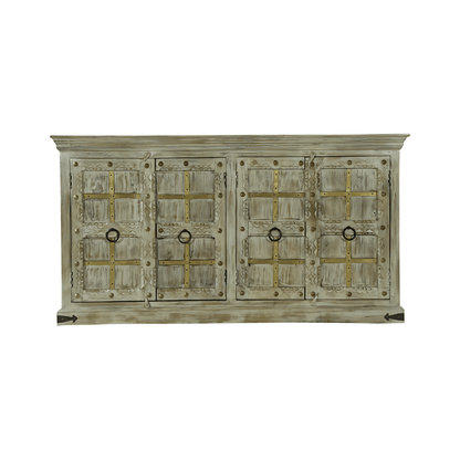 Taos Rustic Carved Wooden Sideboard – open view | Oak & Loom Solid Wood Furniture