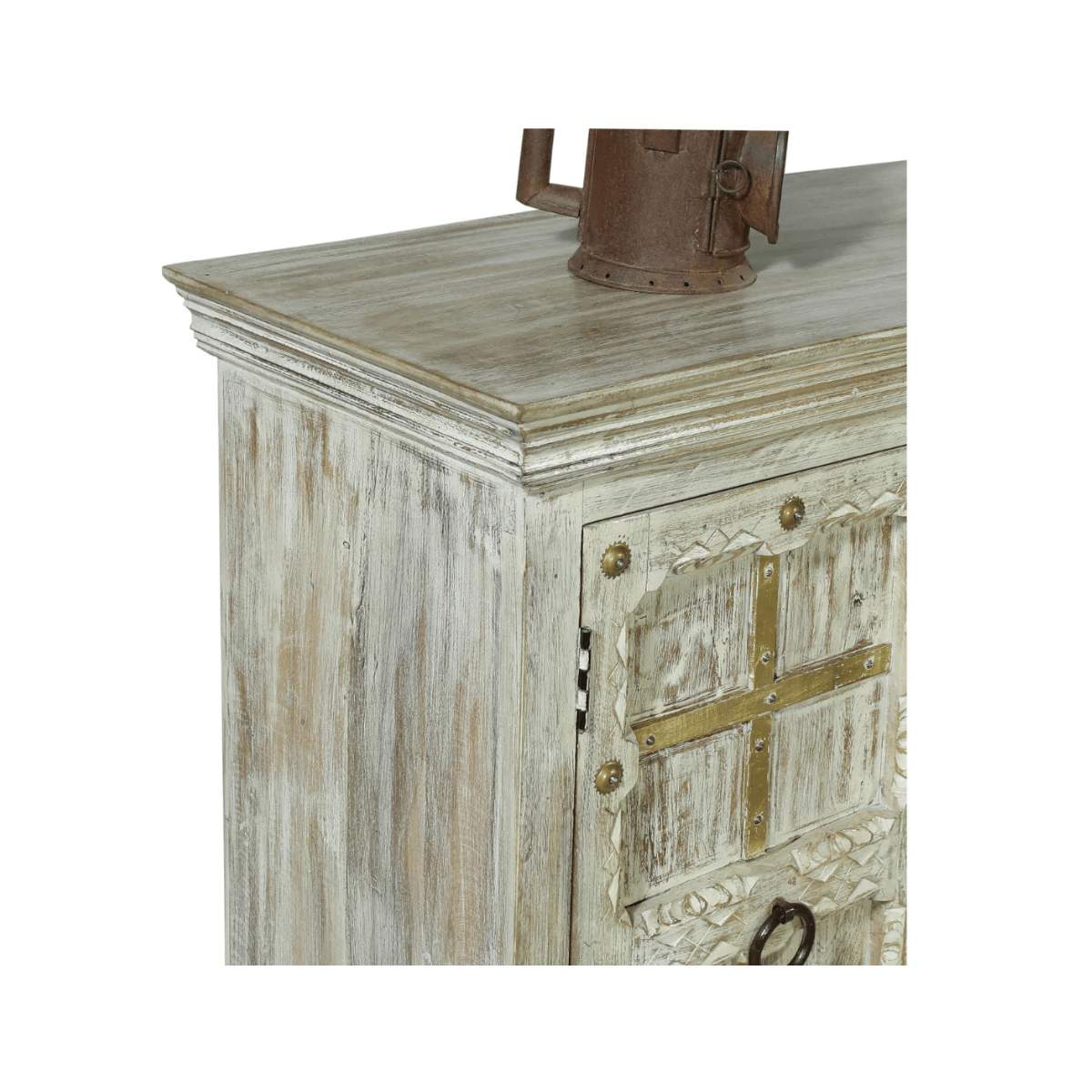 Taos Rustic Carved Wooden Sideboard – close-up view | Oak & Loom Solid Wood Furniture