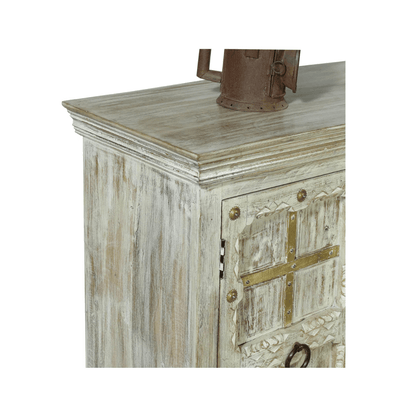 Taos Rustic Carved Wooden Sideboard – close-up view | Oak & Loom Solid Wood Furniture