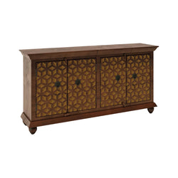 Vernado Rustic Wood 4-Door Sideboard Dark Brown – front view | Oak & Loom Solid Wood Furniture